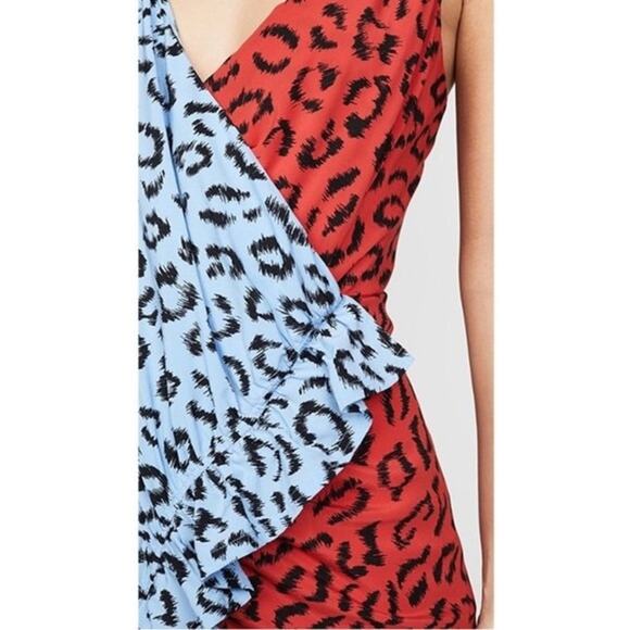 NWT A.L.C. Estelle Animal Print Silk Ruffle Faux Wrap Dress Size 4 - Picture 7 of 14